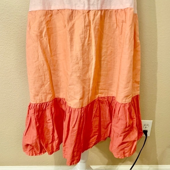 NWT St. John’s Bay Dress Petite Large (PL) Mini Ruffled Orange Pink Sleeveless - Picture 4 of 14